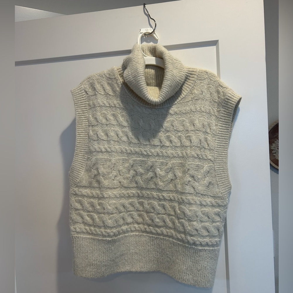 Cable Knit Turtleneck Sweater Vest